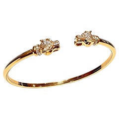 18K Gold Diamond Bangle with Leopard-Head Motifs, Hong Kong