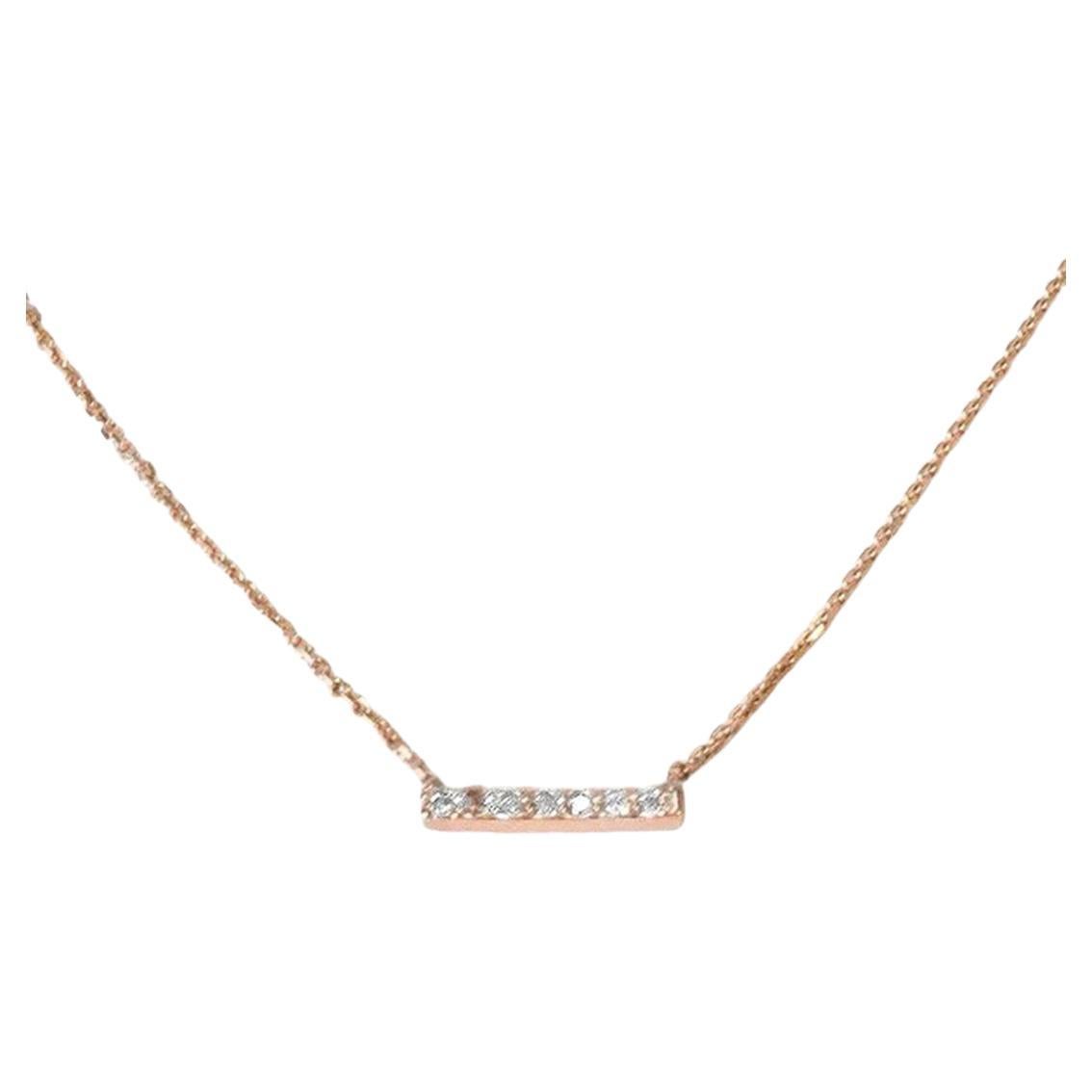 18k Gold Diamond Bar Necklace Micro Pave Diamond Bar Necklace Pendant