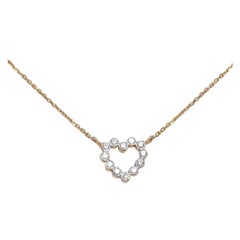 18k Gold Diamond Bezel Heart Necklace Valentine Jewelry