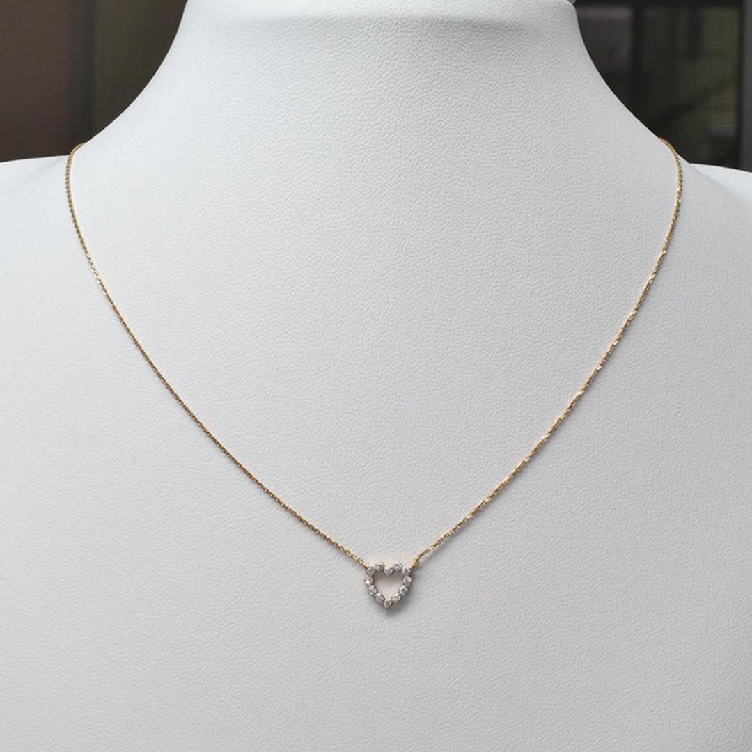 18k Gold Diamond Bezel Heart Necklace Valentine Jewelry For Sale 1