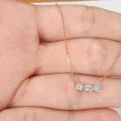 18k Gold Diamond Bezel Necklace Diamond Bar Necklace Layered Jewelry
