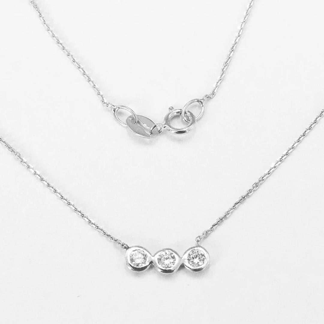18k Gold Diamond Bezel Necklace Diamond Bar Necklace Layered Jewelry In New Condition For Sale In Bangkok, TH