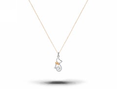 18k Gold Diamond Cat Charm Necklace Cute Kitty Pendant Necklace