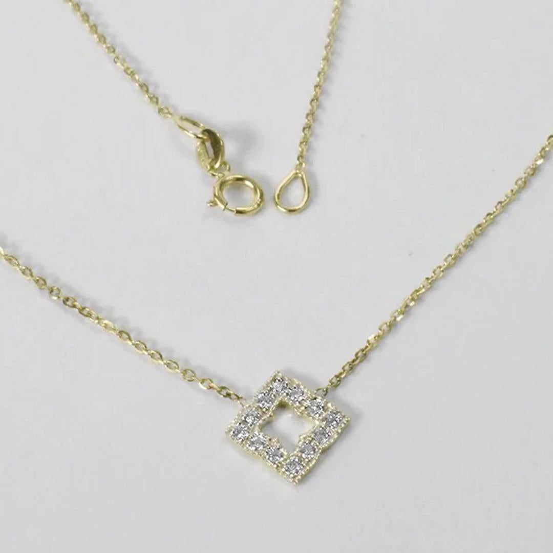 Quadratische Blumen-Clover-Anhänger-Halskette aus 18 Karat Gold mit Diamanten für Damen oder Herren im Angebot