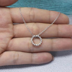 18k Gold Diamond Circle Necklace Diamond Karma Necklace Circle Pendant