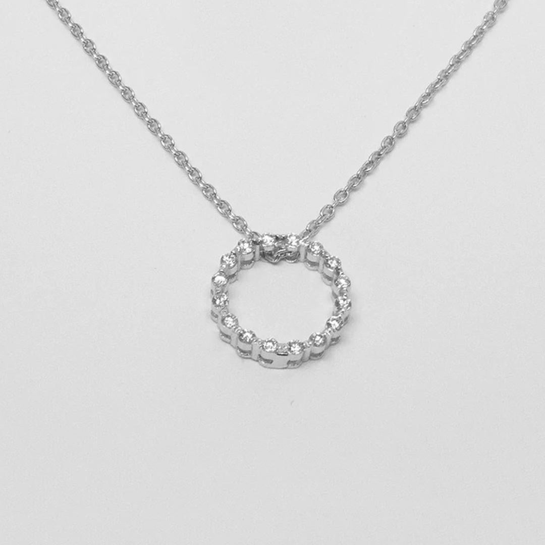 Modern 18k Gold Diamond Circle Necklace Diamond Karma Necklace Circle Pendant For Sale