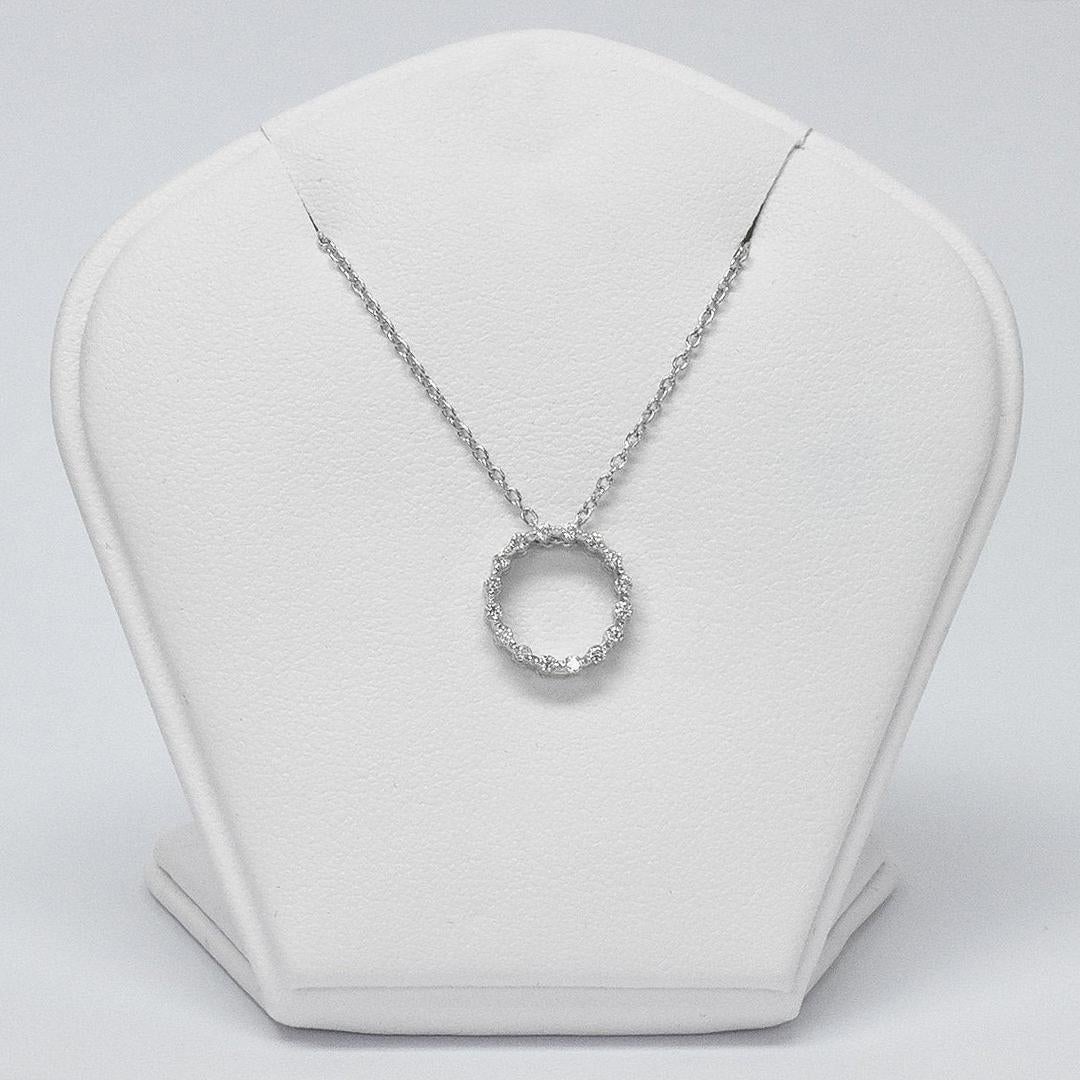 Round Cut 18k Gold Diamond Circle Necklace Diamond Karma Necklace Circle Pendant For Sale