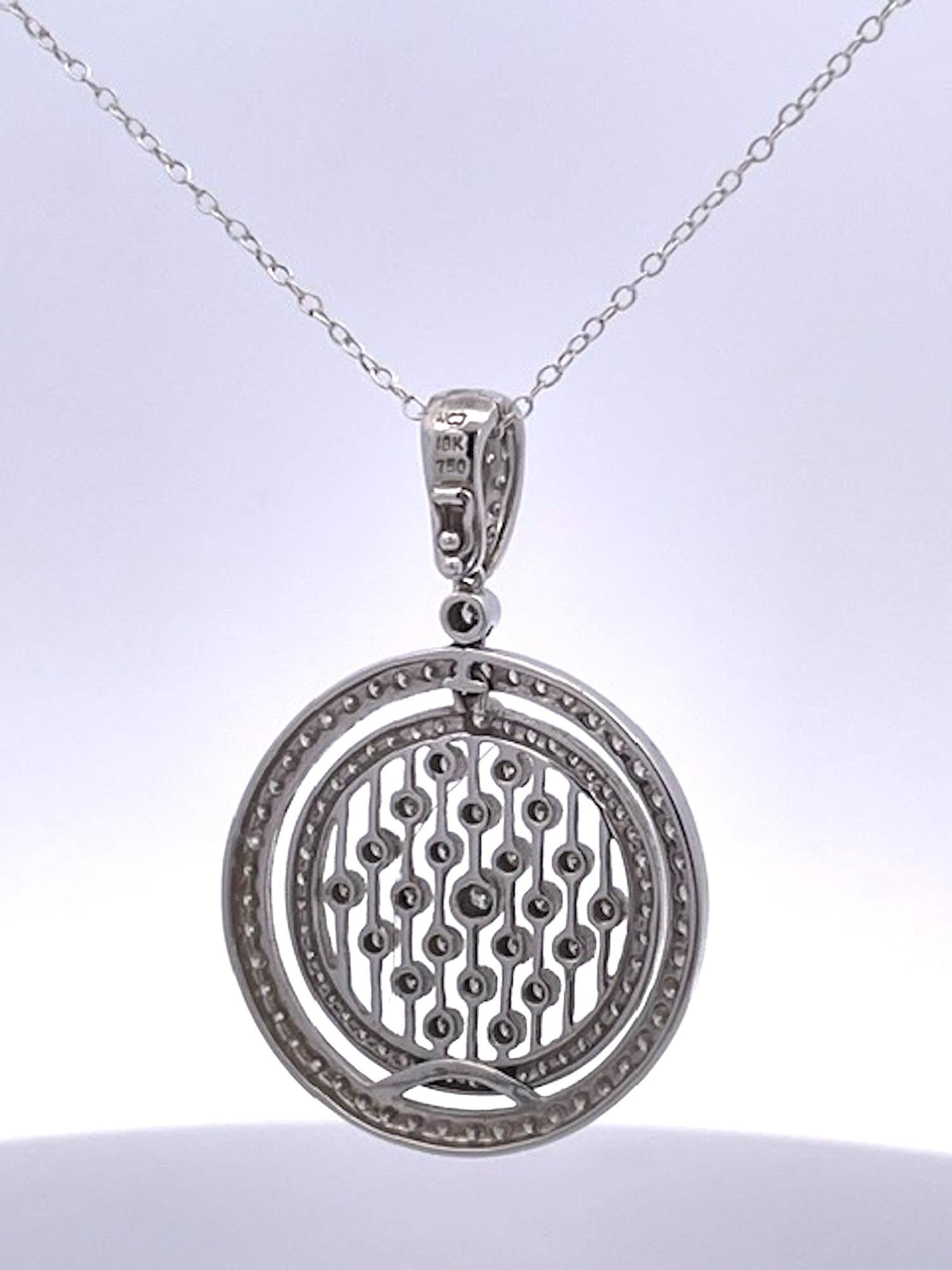 18k Gold Diamond Circle Pendant Modern Design, Usa View 2