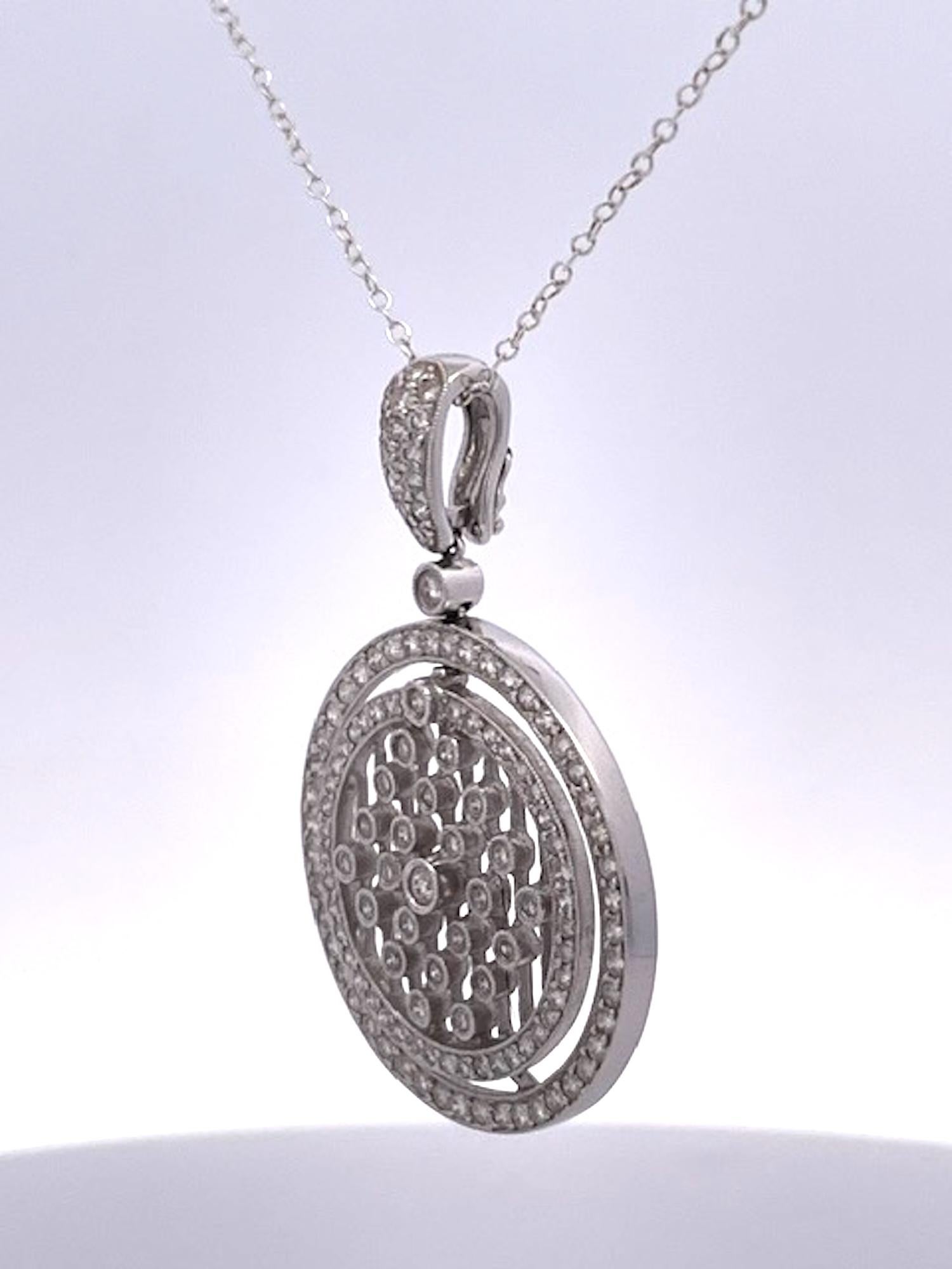 18k Gold Diamond Circle Pendant Modern Design, Usa View 3