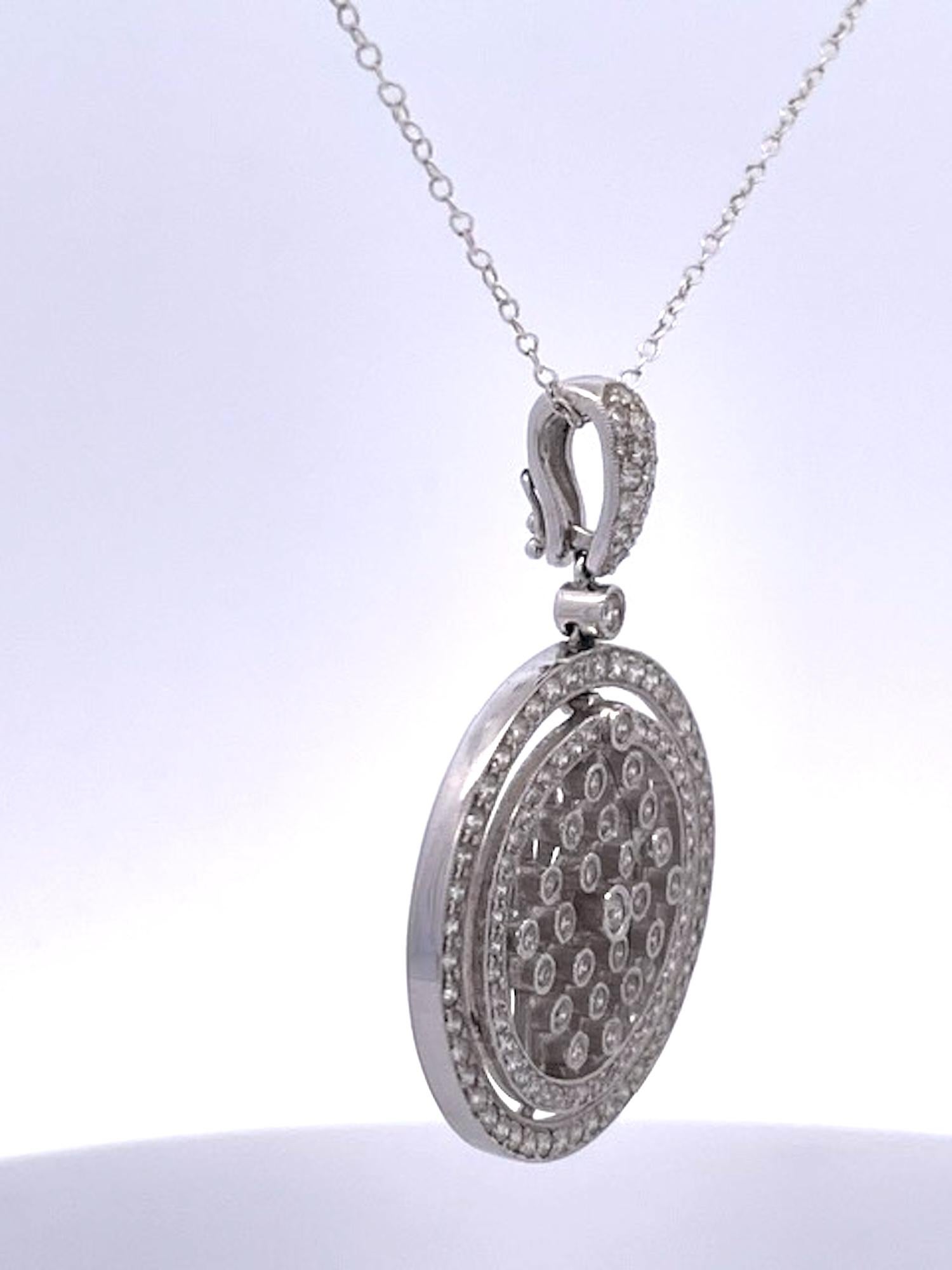 18k Gold Diamond Circle Pendant Modern Design, Usa View 4