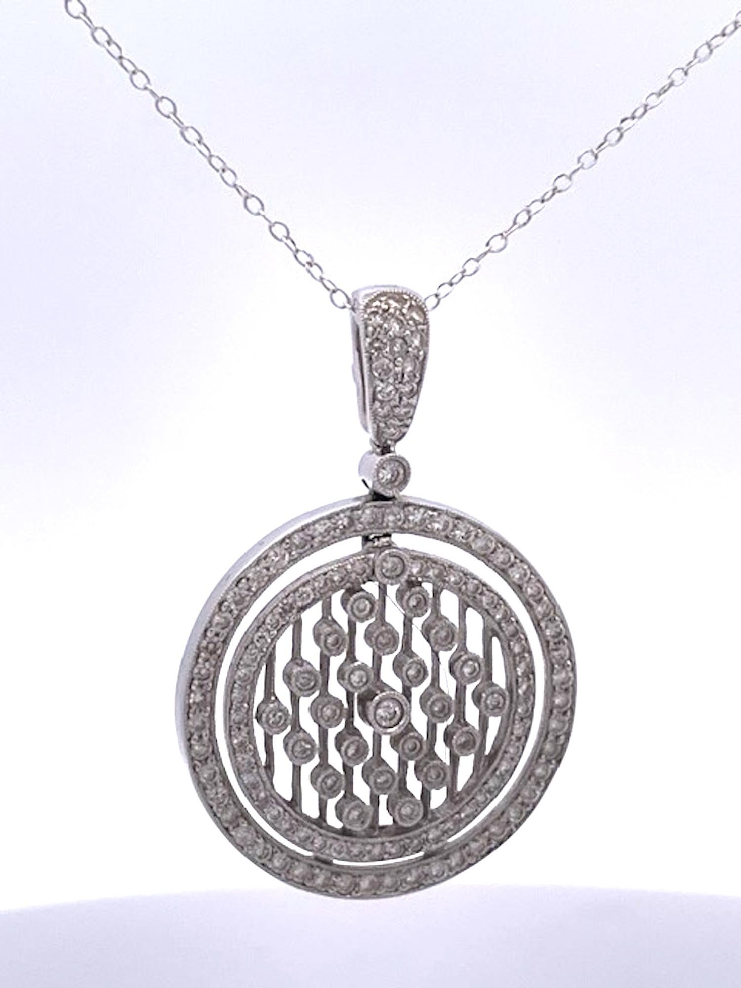 18k Gold Diamond Circle Pendant Modern Design, Usa View 5