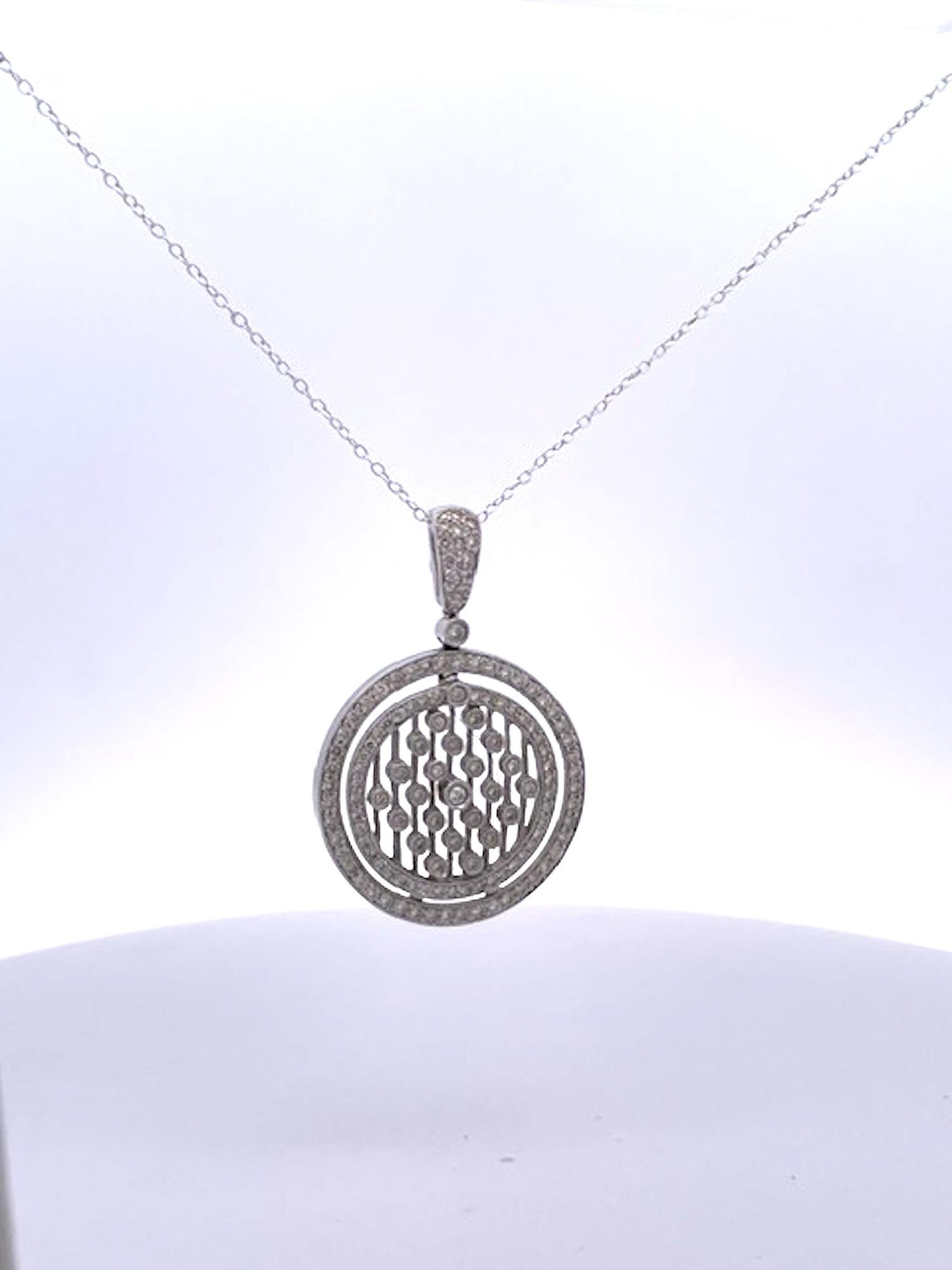 18k Gold Diamond Circle Pendant Modern Design, Usa View 6