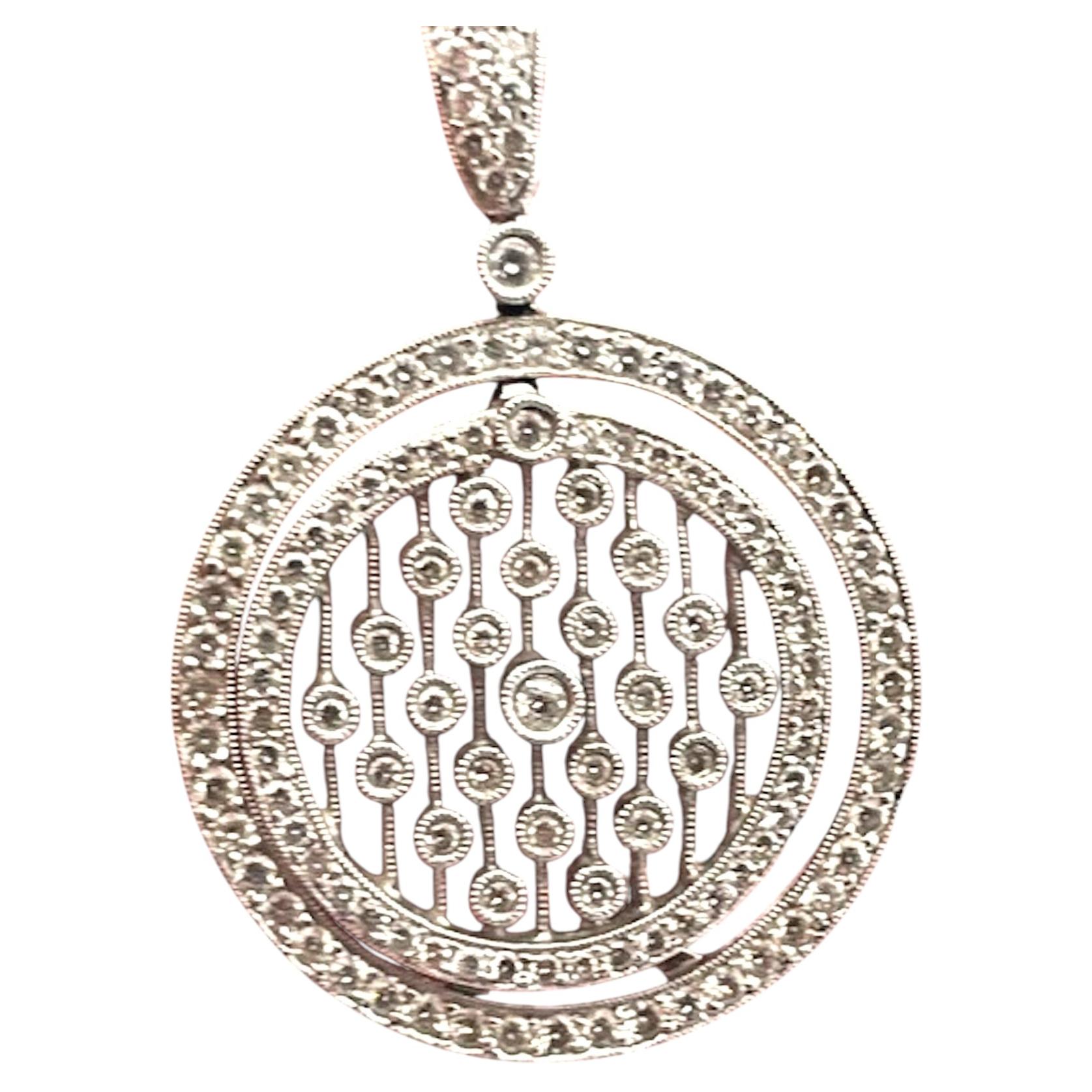 18K Gold Diamond Circle Pendant Modern Design, USA