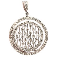 18K Gold Diamond Circle Pendant Modern Design, USA