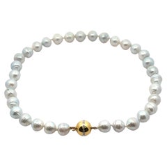 18k Gold Diamond Clasp Large South Sea 11-14mm Pearl Strand Necklace