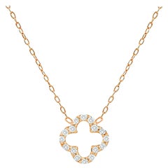 Collar Trébol Diamante Oro 18k Collar Trébol de la Suerte Minimalista