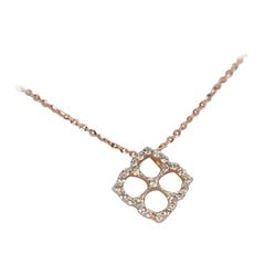 18k Gold Diamond Clover Necklace Pave Diamond Necklace