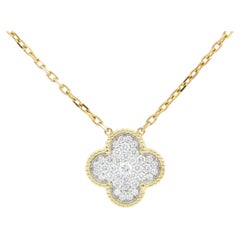 18k Gold & Diamond Clover Pendant Necklace 1.50ctw F-G/VS1-VS2