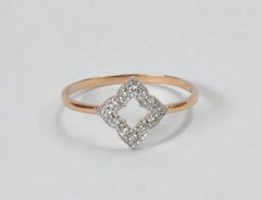 18k Gold Diamond Clover Ring Engagement Ring Stackable Diamond Ring