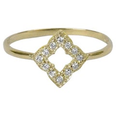 18k Gold Diamond Clover Ring Engagement Ring Stackable Diamond Ring