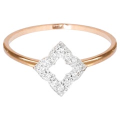 18k Gold Diamond Clover Ring Engagement Ring Stackable Diamond Ring