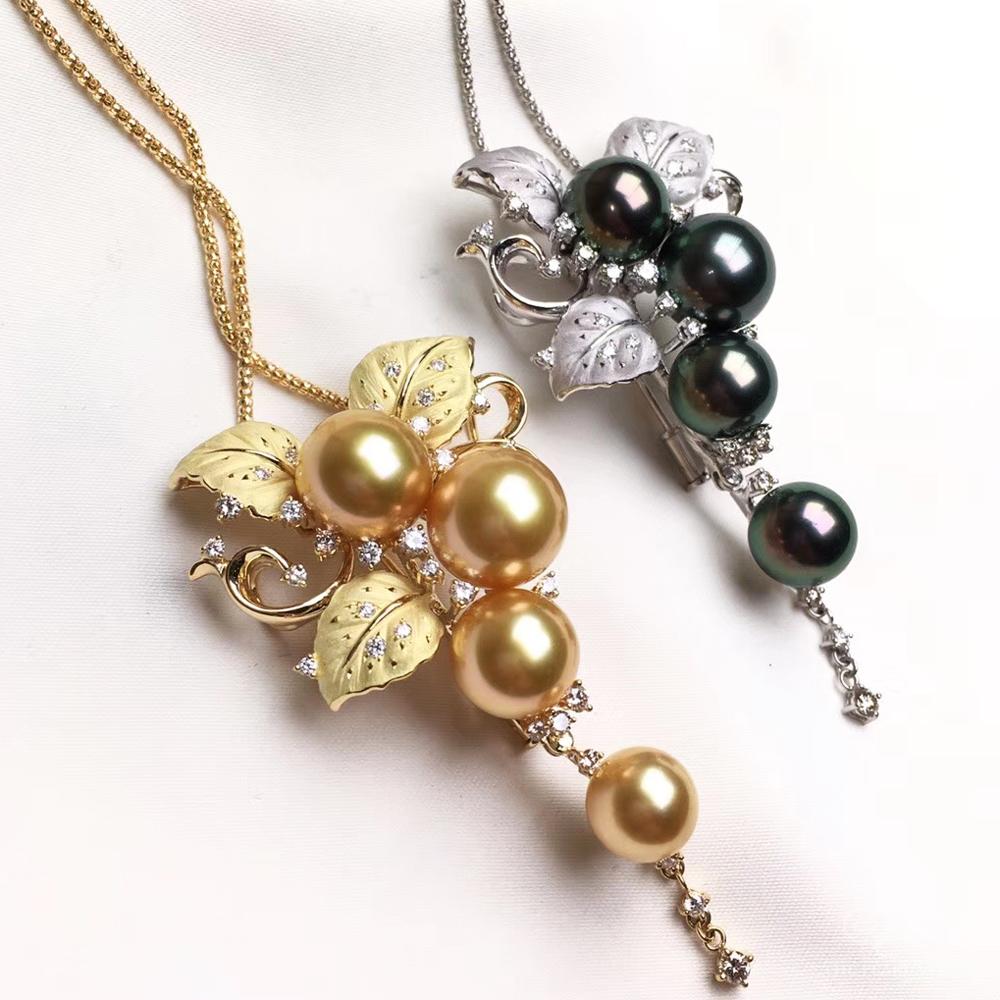 Convertible 2-in-1 Floral Brooch Pendant in Diamond Dust & South Sea Pearl 5