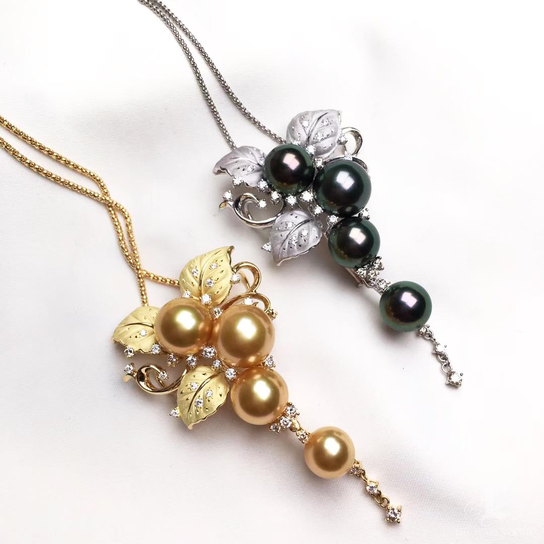 Convertible 2-in-1 Floral Brooch Pendant in Diamond Dust & South Sea Pearl 8
