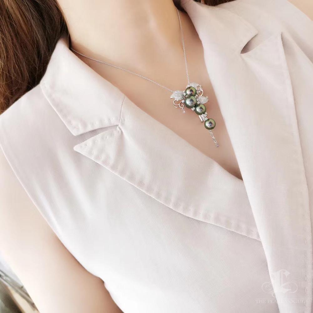 Convertible 2-in-1 Floral Brooch Pendant in Diamond Dust & South Sea Pearl 9