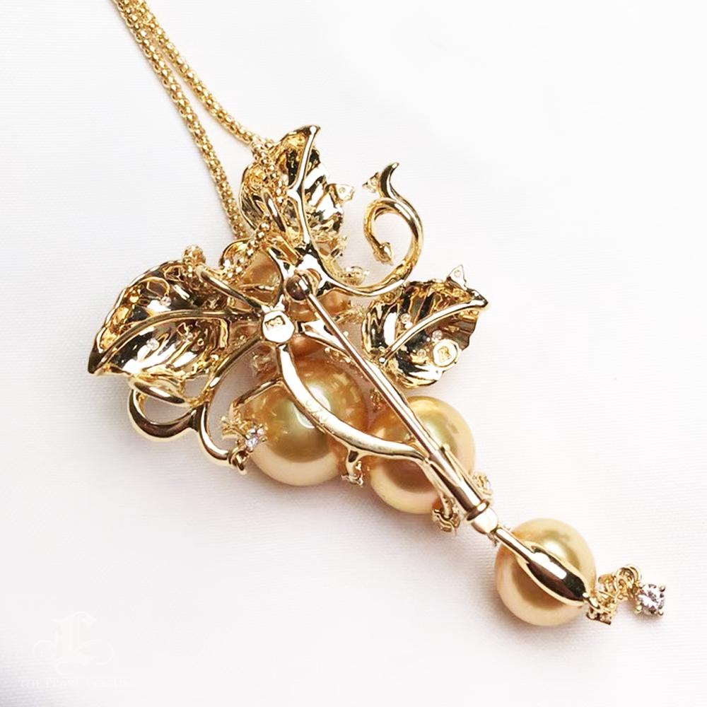 Women's Convertible 2-in-1 Floral Brooch Pendant in Diamond Dust & South Sea Pearl