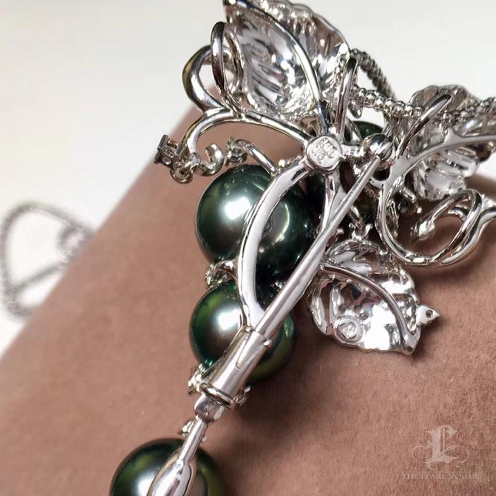 Convertible 2-in-1 Floral Brooch Pendant in Diamond Dust & South Sea Pearl 1