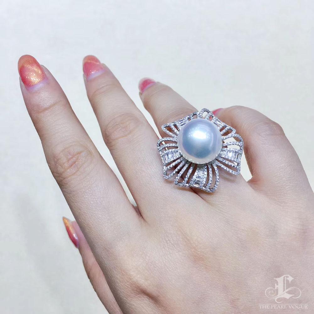【Vine Symphony】Convertible Radiant Fan Aurora South Sea Pearl Ring Pendant For Sale 6