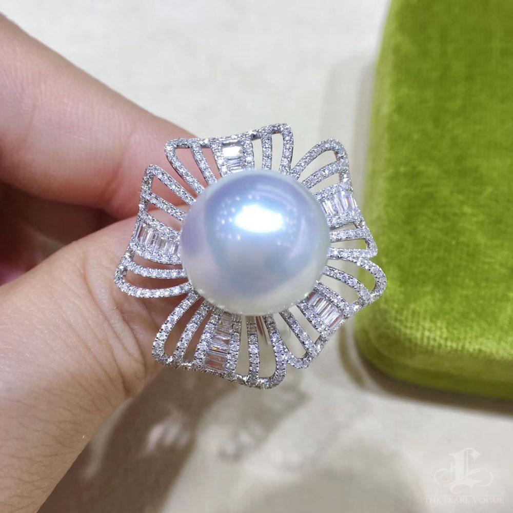 【Vine Symphony】Convertible Radiant Fan Aurora South Sea Pearl Ring Pendant For Sale 1