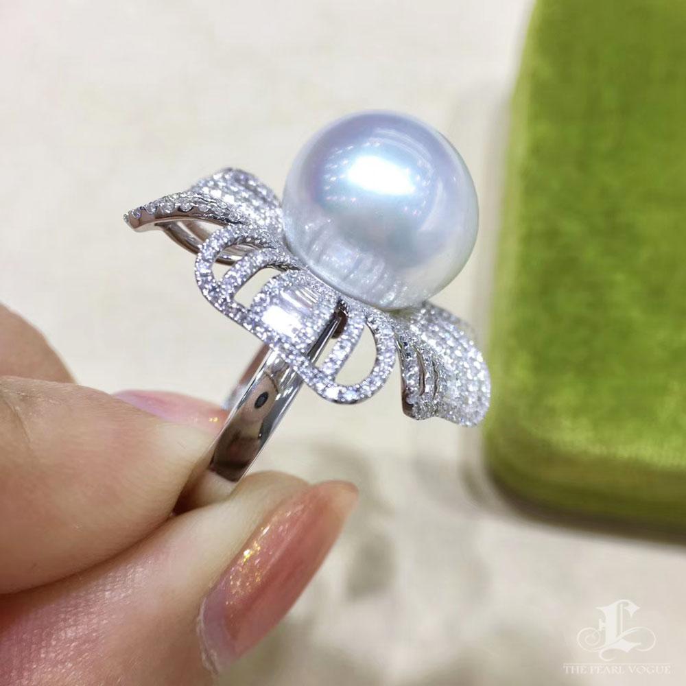【Vine Symphony】Convertible Radiant Fan Aurora South Sea Pearl Ring Pendant For Sale 2