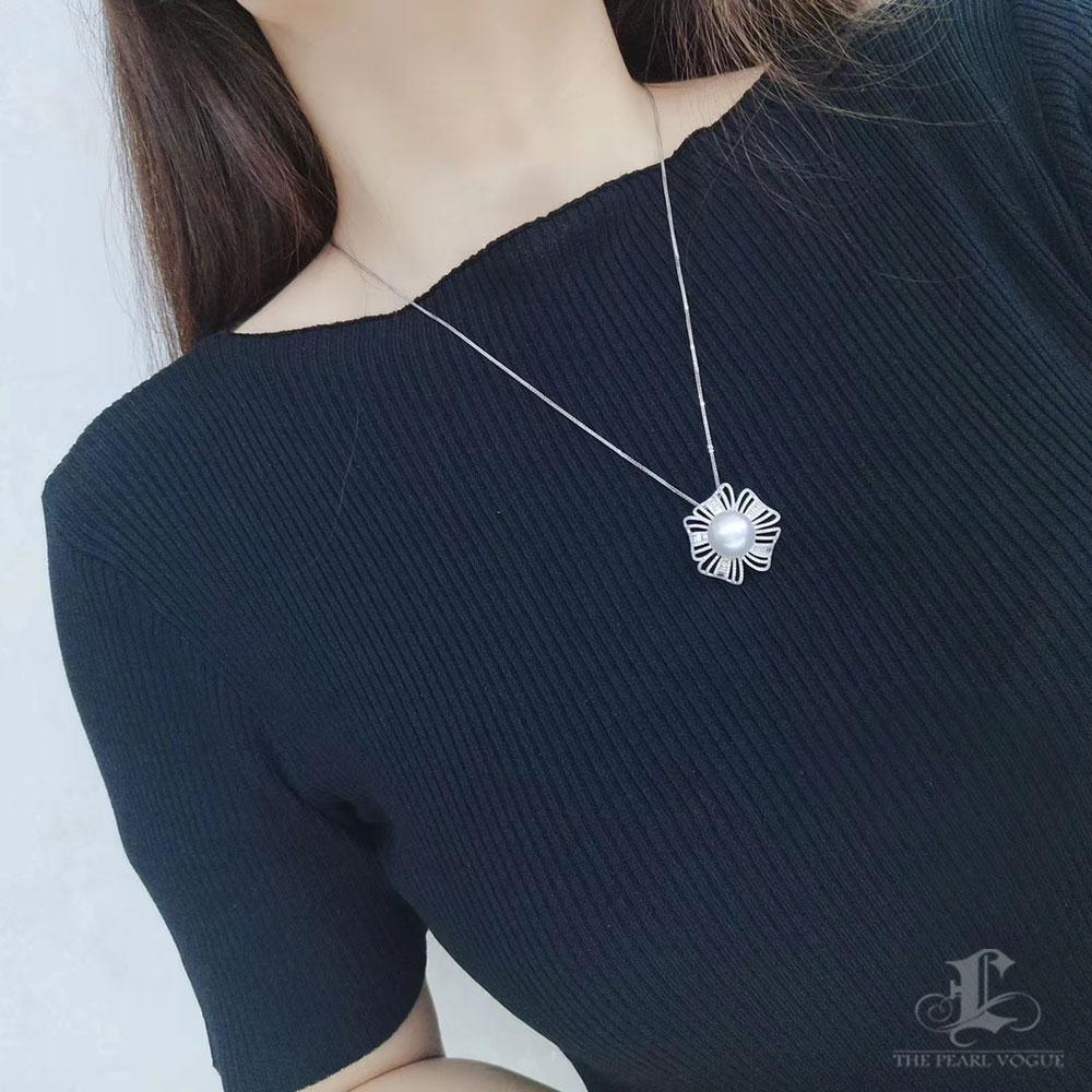 【Vine Symphony】Convertible Radiant Fan Aurora South Sea Pearl Ring Pendant For Sale 5