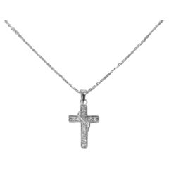 18k Gold Diamond Cross Necklace Baptism Confirmation Pendant