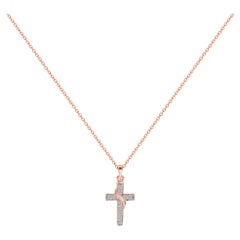 Pendentif baptêmefirmation en forme de croix en or 18 carats et diamants