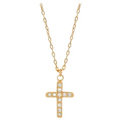 Collana con croce in oro 18k e diamanti Collana con ciondolo a croce
