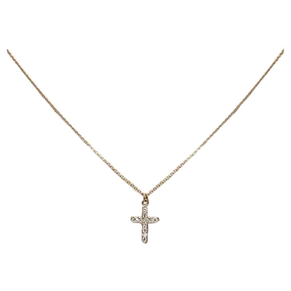 18k Gold Diamond Cross Necklace Cross Pendant Necklace