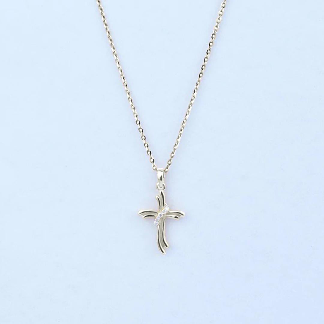 18k gold diamond cross pendant