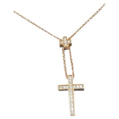 18 Karat Gold Diamant-Kreuz-Halskette Lariat Diamant-Kreuz-Halskette