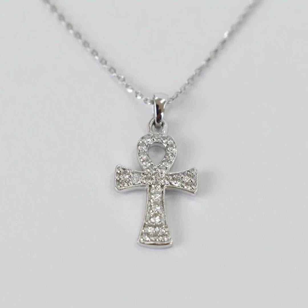 18 Karat Gold Diamant-Kreuz-Halskette Minimalistische Halskette Spiritual Schmuck im Angebot 1