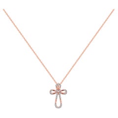 Used 18k Gold Diamond Cross Necklace Religious Diamond Necklace