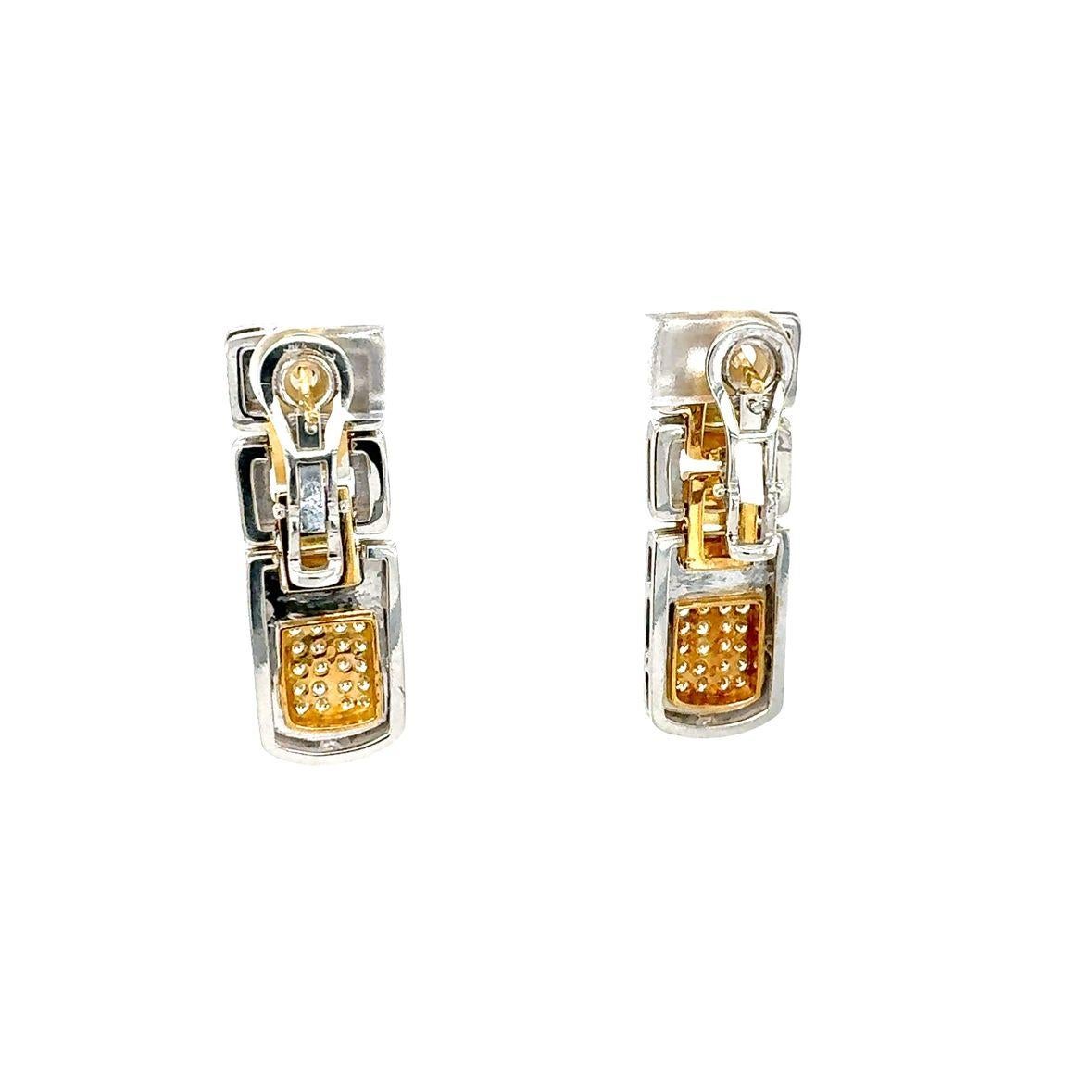 Taglio rotondo Orecchini pendenti con diamanti in oro 18K in vendita