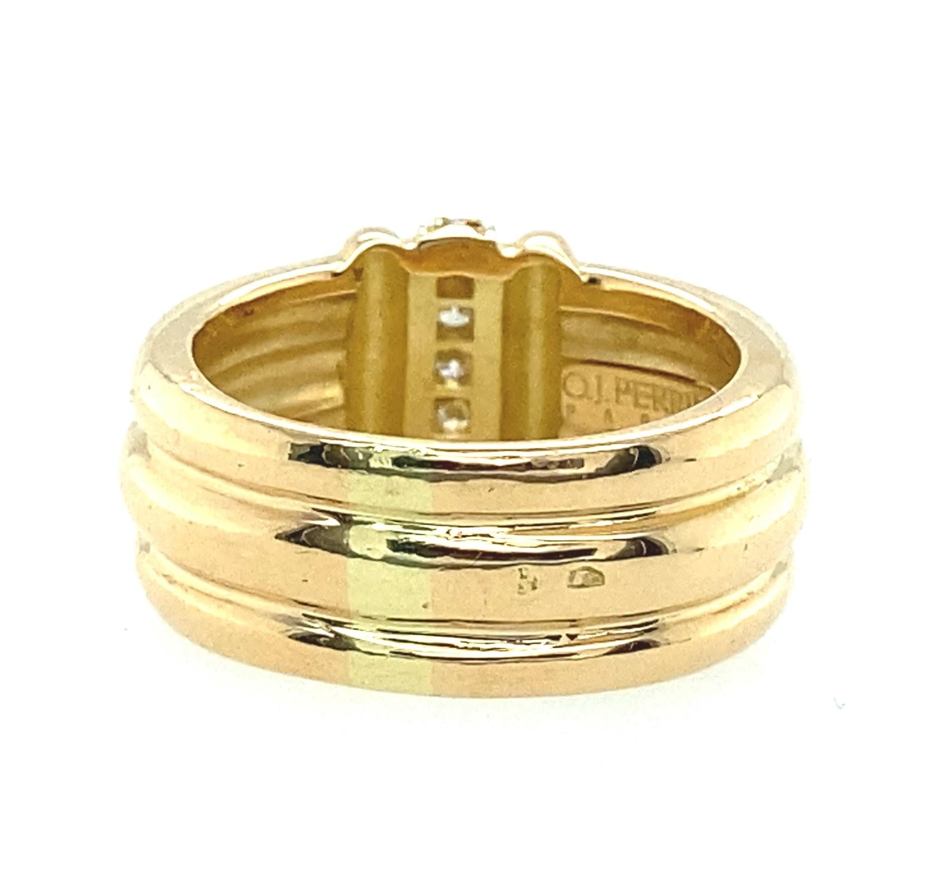 Round Cut 18k Gold Diamond Designer OJ Perrin Fashion Ring