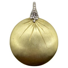 18K Gold Diamond Disc Pendant