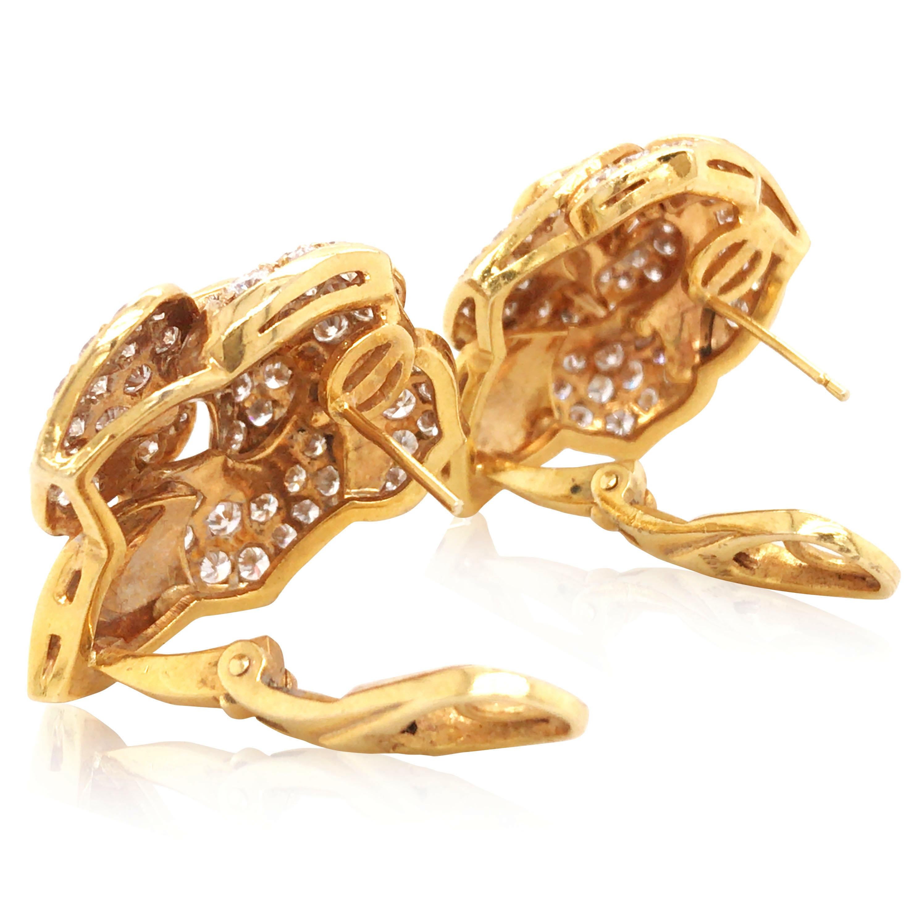 Rétro Orecchini con diamanti in oro 18K in vendita