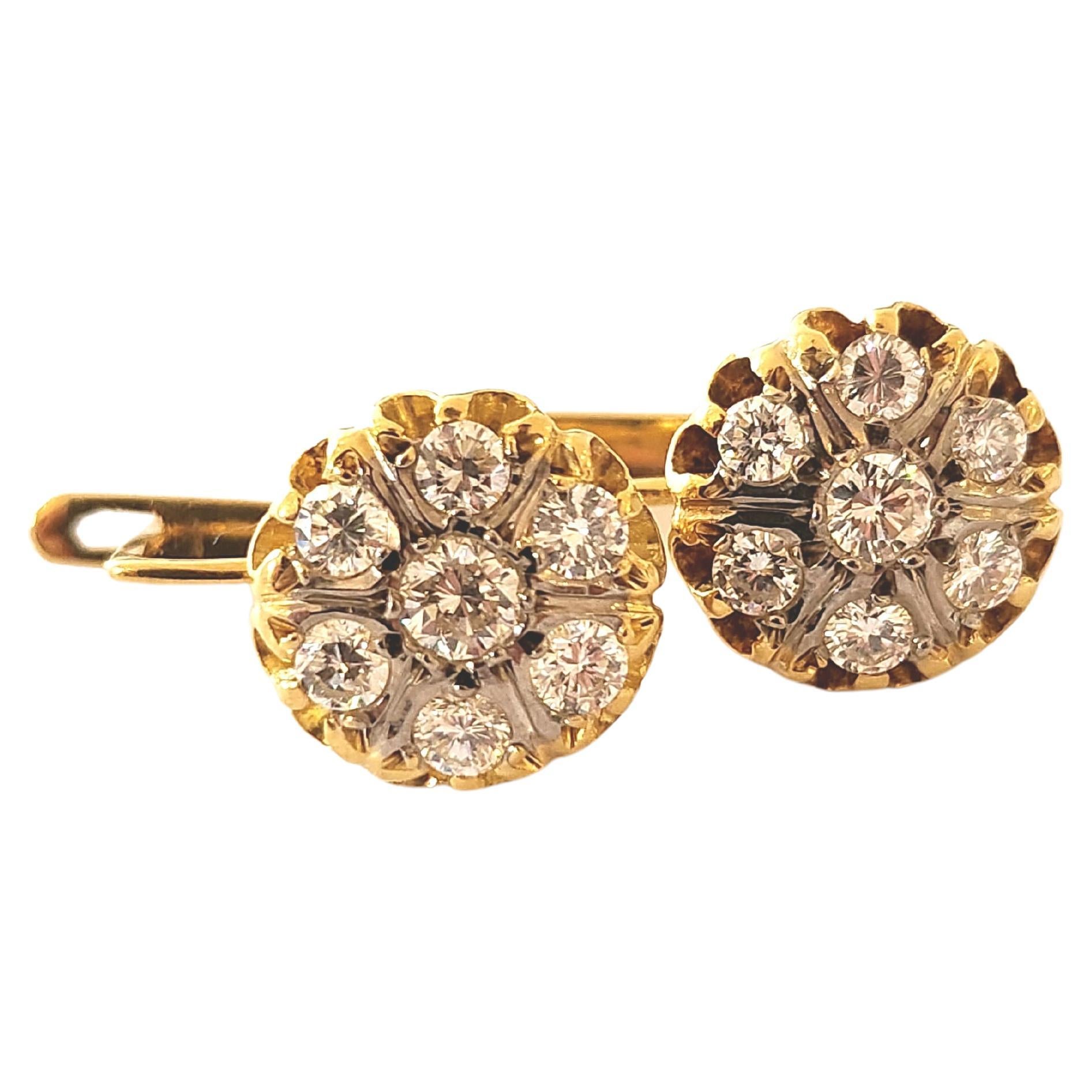 Vintage Diamant-Gold-Ohrringe Damen im Angebot