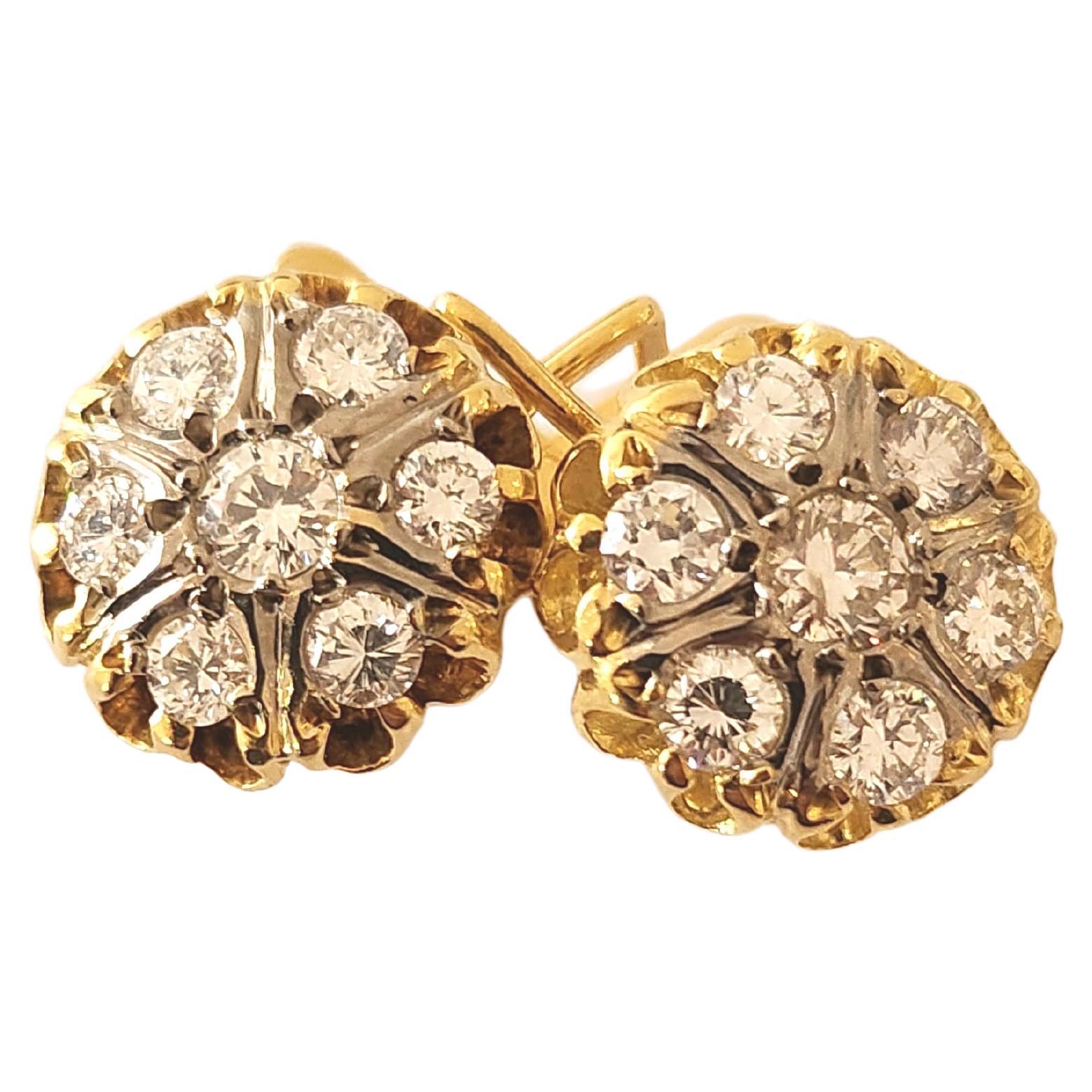 Vintage Diamond Gold Earrings For Sale 1