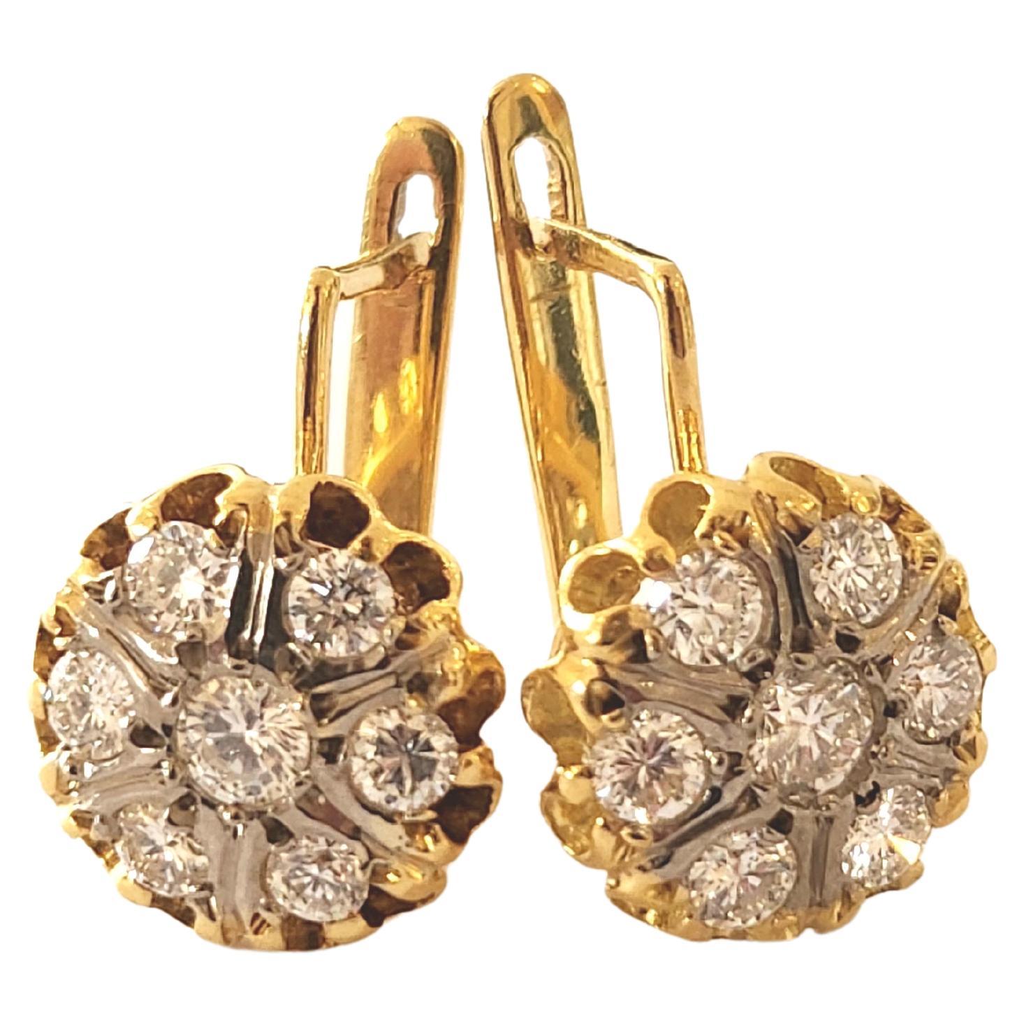 Vintage Diamond Gold Earrings For Sale