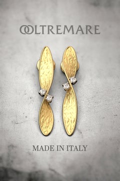 18k Gold Diamond Earrings made in Italy by Oltremare Gioielli, Italian Jewelry.